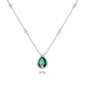 Conjunto oval con piedra Verde