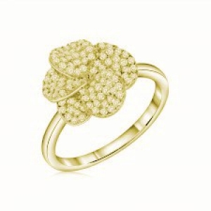 Anillo flor pavee, amarillo