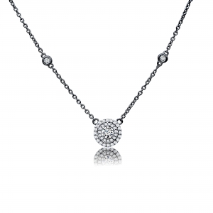 Conjunto linea premium, circulo pavee , con piedras en cadena, rodio negro