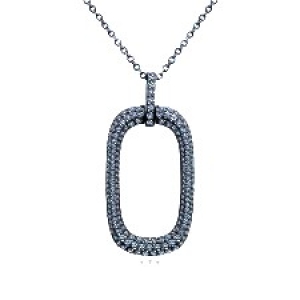 Conjunto oval pavee, largo del dije aprox 4 cm, rodio negro