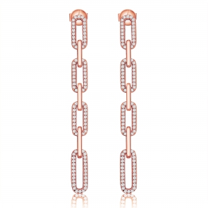 Par aros linea premium colgantes, eslabones, con y sin piedras, rosados