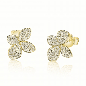 Par aros linea premium, flor pavee, amarillo