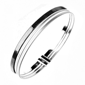 Esclava linea premium, hilo retorcido, tres tiras, rodio negro y blanca