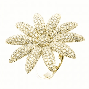 Anillo linea Premium, flor grande pavee, amarillo