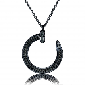Conjunto linea Premium, clavo, rodio negro y piedras negras