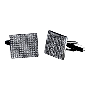 Gemelos cuadrados, rodio negro y piedras NEGRAS