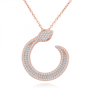 Conjunto serpiente, piedras baguettes, rosado