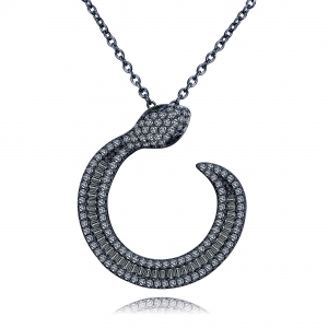 Conjunto serpiente piedras baguettes, rodio negro