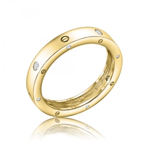 Anillo tachas y piedras, amarillo