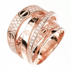 Anillo rosado, tiras pavee con tachas