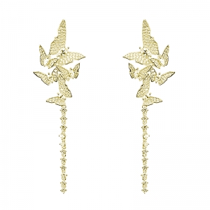 Par aros linea premium, largos, mariposas, pavee, amarillas