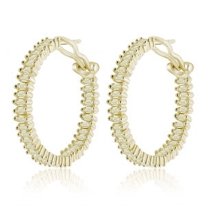 Par aros linea premium, argollas con piedras baguettes, amarillas, perno y clip
