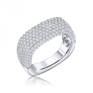 Anillo cuadrado, ancho, pavee, medio sin fin 