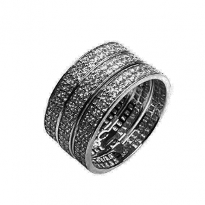 Anillo linea premium, medio sin fin, triple, con movimiento, rodio negro