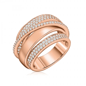 Anillo cruzado con tiras pavee, rosado