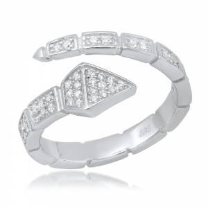 Anillo bicha, linea premium, pavee, abierto, amarillo