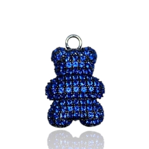 Colgante Monona Oso Glam Grande Navy Blue y Blanco Plateado