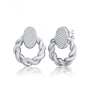 Par aros redondos torzados, con aplique ovalado pavee