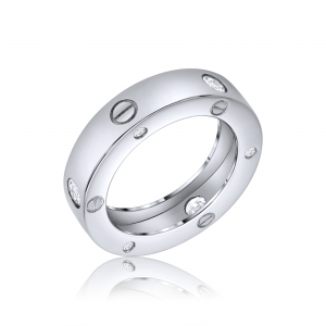 Anillo sin fin ancho, piedras y tachas