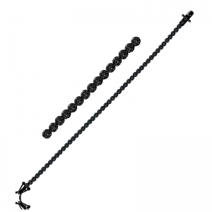 Pulsera tennis con virolas, rodio y piedras negras