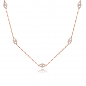 Conjunto rosado con eslabones de piedras: Largo aprox: 40 cm.