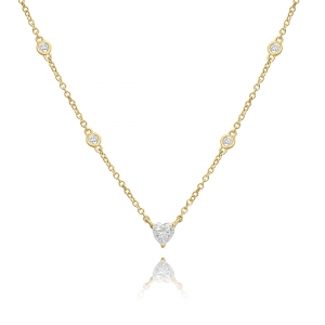 Conjunto corazon, con piedras en cadena, amarillo