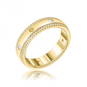 Anillo sin fin , con piedras y tachas, amarillo