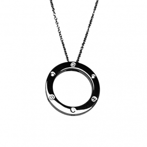 Conjunto arandela con piedras y tachas, rodio negro