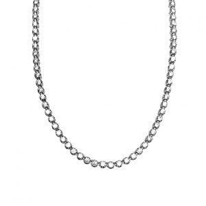 Collar tenis con virolas, blanco. Largo: 40 cm