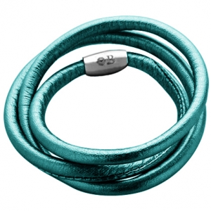 Pulsera cuero verde metalizado