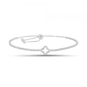 Pulsera ajustable, trebol, con piedras