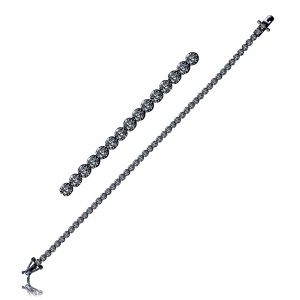 Pulsera tennis, rodio negro y piedras blancas