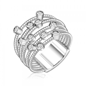 Anillo multi hilos con piedras con virolas.
