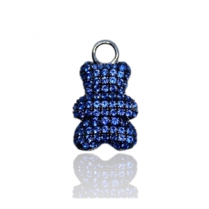 Dije Monona Glam oso Plateado pavee bicolor ( Navy blue / blanco )