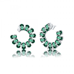 Par aros semicírculo con piedras ovaladas verdes
