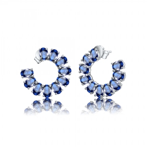 Par aros semicírculo con piedras ovaladas azules