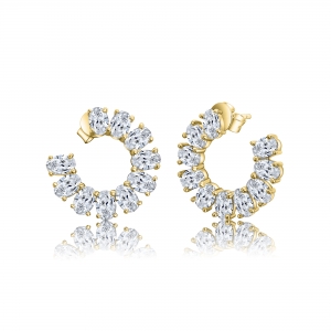 Par aros semicírculo amarillo con piedras ovaladas