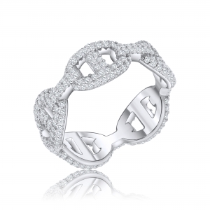 Anillo sin fin diseño de eslabon pavee