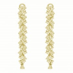 Par aros linea premium, amarillos, largos, piedras ovaladas y redondas, cierre perno y clip