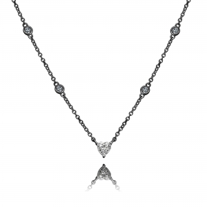 Conjunto corazon, con piedras en cadena, rodio negro

