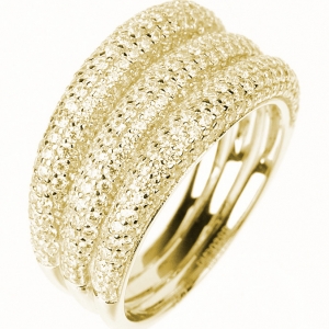 Anillo triple, pavee, amarillo
