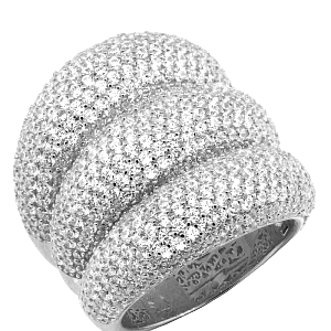 Anillo triple ancho, pavee, calado internamente
