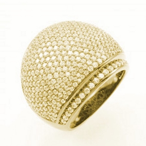 Anillo linea bombe, pavee, amarillo
