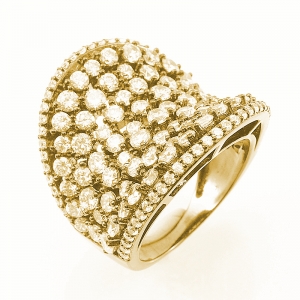 Anillo hundido con piedras, amarillo