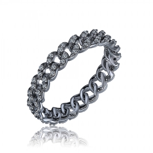 Anillos linea premium, tipo eslabonado, pavee, rodio negro 