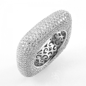 Anillo sin fin cuadrado pavee ancho