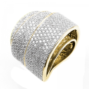 Anillo ancho, 3 capas, pavee, amarillo