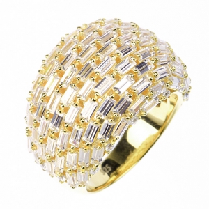 Anillo bombe con piedras baguettes, amarillo