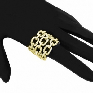 Anillo ancho, eslabones, pavee, con movimiento, amarillo