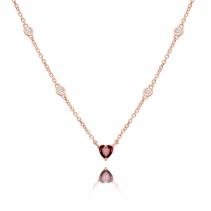 Conjunto corazon con cadena amarilla , corazon RUBI